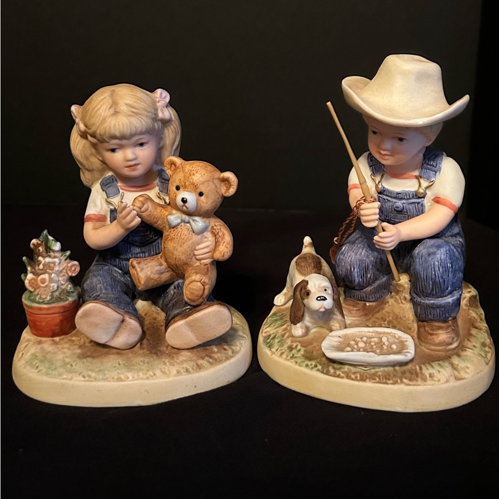 Denim Days Figurine #1504 After Chores By Homco 1985  Home Interiors - Picture 2 of 10